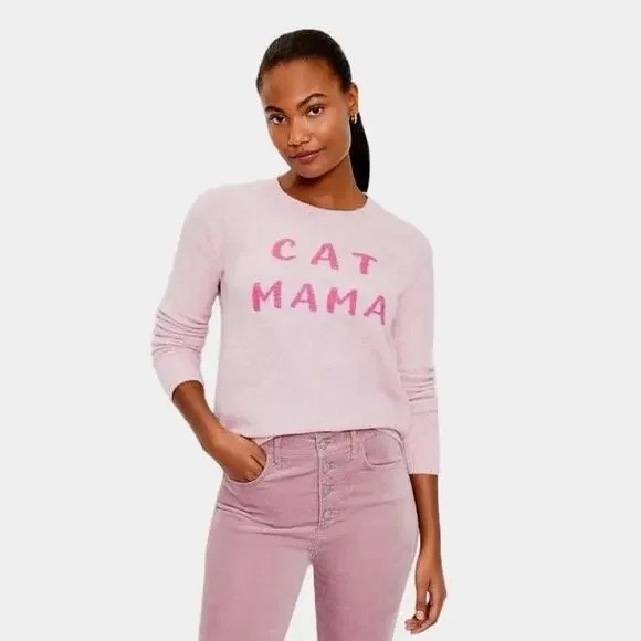 LOFT Sweaters - LOFT Pink 'Cat Mama' Sweater